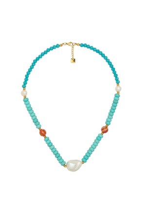 Halskette - white turquoise white pearl