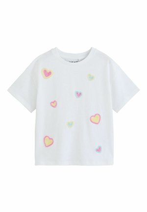 Next, REGULAR FIT - BEADED T-SHIRT - T-shirts print - white pastel hearts