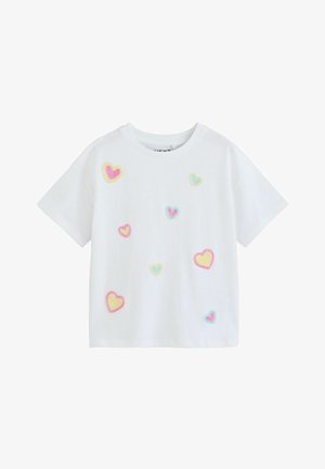 Next, REGULAR FIT - BEADED T-SHIRT - T-shirts print - white pastel hearts