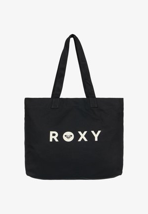 Zwarte draagtas met twee schouderbanden en de merknaam "ROXY" in witte letters aan de voorkant.