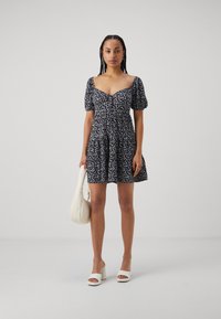 Gina Tricot PUFF SLEEVE MINI DRESS - Obleka iz džersija - navy