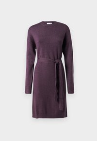 O-NECK - Strikket kjole - plum perfect/dark melange