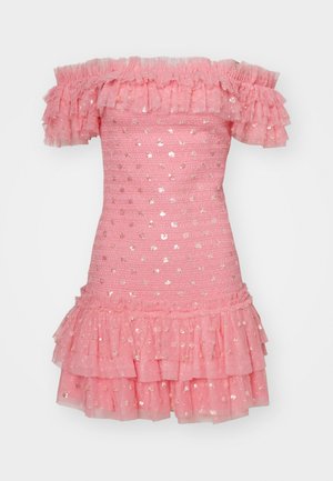 SMOCKED MICRO MINI DRESS - Kokteilikleit/peokleit - coral