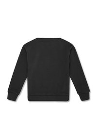 Czarna bluza polarowa z długimi rękawami, ściągaczami przy mankietach oraz okrągłym dekoltem. Prosty, nieskazitelny design o miękkiej fakturze.