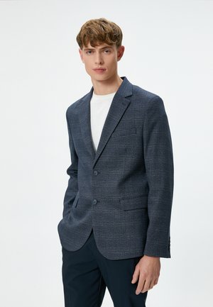 DOUBLE POCKET DETAIL PLAID BUTTONED  - Kavaj - dark blue