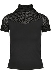 LADIES FLOCK LACE TURTLENECK TEE - T-shirt print - black