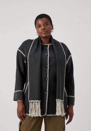 CARELBA SCALLOP EDGE SCARF COAT 2 IN 1 - Kort kåpe / frakk - dark grey melange/moonbeam