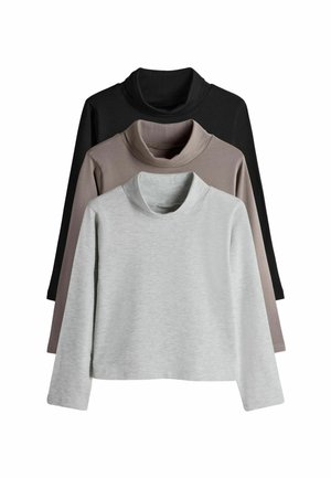 REGULAR FIT - 3 PACK LONG SLEEVE ROLL NECK  - Tops ar garām piedurknēm - black grey