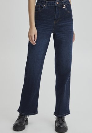 PULZ PZLIVA  - Flared Jeans - dark blue denim