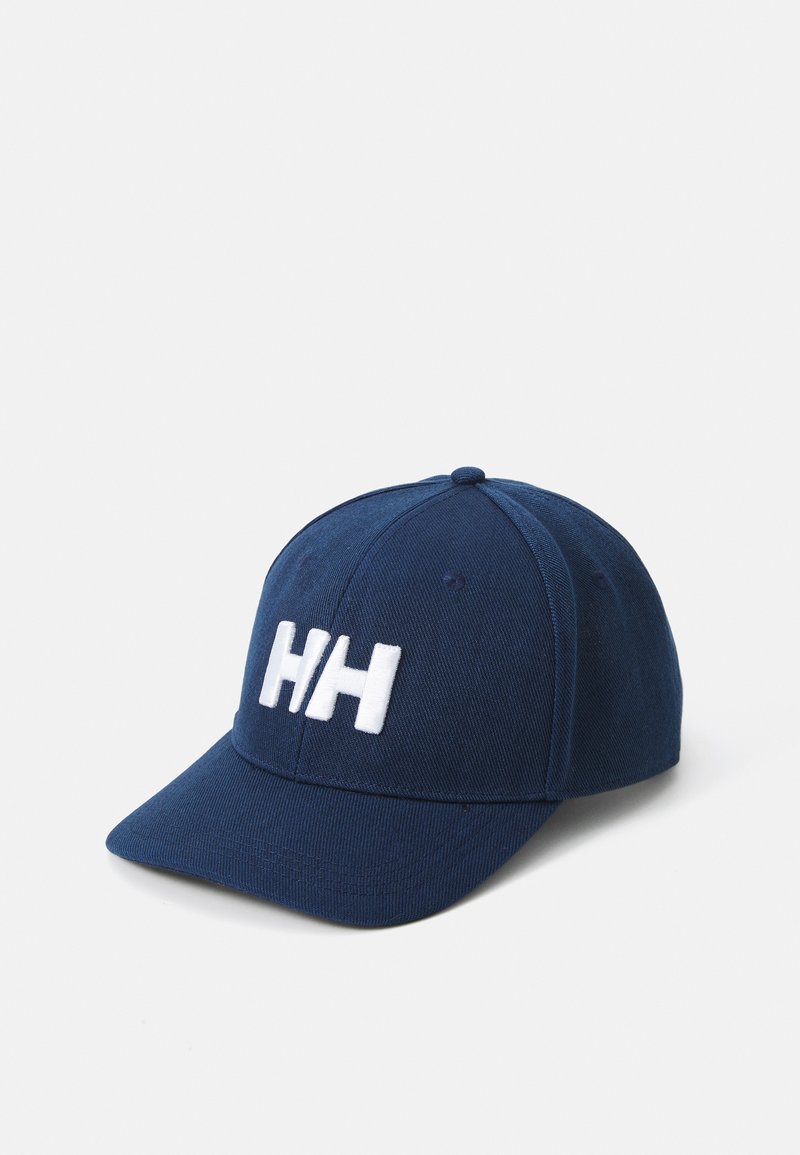 Marineblaues Baseballcap mit strukturiertem Design, das auf der Vorderseite mit weißen, gestickten "HH" versehen ist und einen gebogenen Schirm hat. Hergestellt aus strukturiertem Stoff.