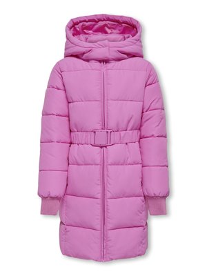 ONLY GIRLS KOGMAGGI BELT HOODED PUFFER  - Žieminis paltas - super pink