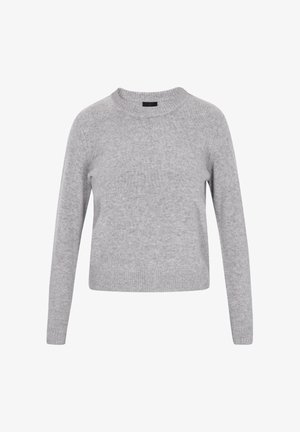 Halli kudum, ringkaeluse, pikad varrukad ja soonikuga äär. Valmistatud pehmest materjalist, millel on sile tekstuur ja lihtne disain.