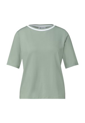 Street One, T-SHIRT WITH A CREW NECK AND CONTRASTING DETAILS - T-shirt basique - eucalyptus green