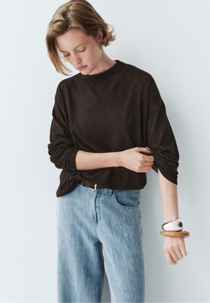 Massimo Dutti, OVERSIZE - Striktrøje - dark brown