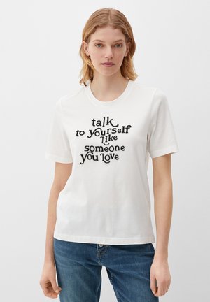 s.Oliver, MIT FLOCKPRINT - T-shirt imprimé - ecru