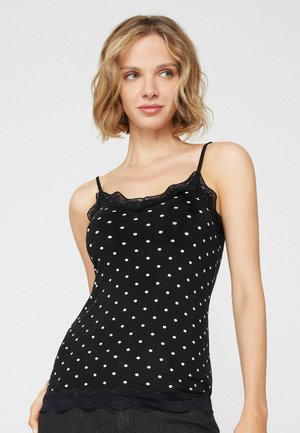 Tezenis, TOP MIT V-AUSSCHNITT UND SPITZENEINSATZ - Top - black