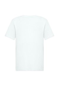 Hvid kortærmet t-shirt i et glat bomuldsstof. Har en rund halsudskæring og en lige skæring uden design eller mønstre.