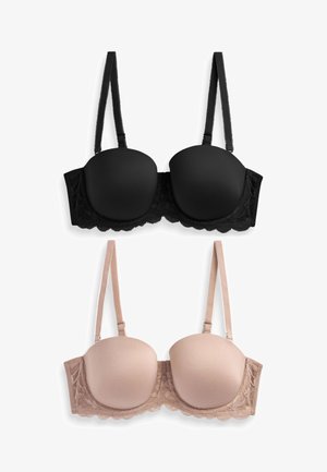 2 PACK - Modrček z več načini zapenjanja/brez naramnic - black nude