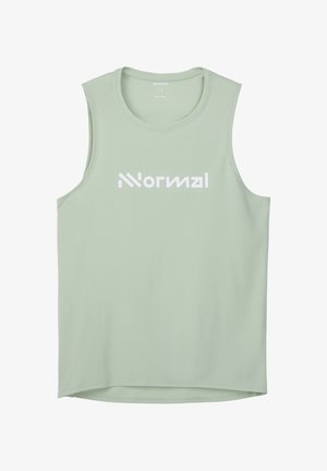 Sleeveless light green athletic tank top with rounded neckline and white "Normal" logo centered on the chest.