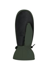 Zielone wodoodporne rękawice z miękkim czarnym podszyciem i elastycznym nadgarstkiem zapewniającym pewne dopasowanie. Posiadają otwarte miejsce na kciuk z boku.