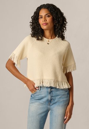 Adrianna Papell, FRINGE RAGLAN PULLOVER - Print T-shirt - cream