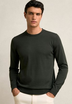 REGULAR FIT - CREW-NECK - Striktrøje - dark military green