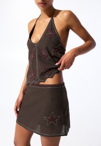 PULL&BEAR - A-linjainen hame - brown Pienoiskuva 1