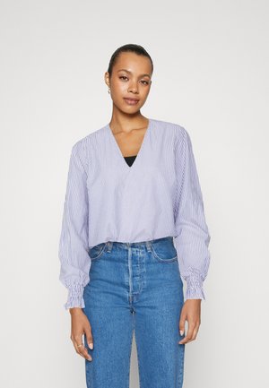 Pieces PCALLIE  LS D2D - Μπλούζα - bright white/blue