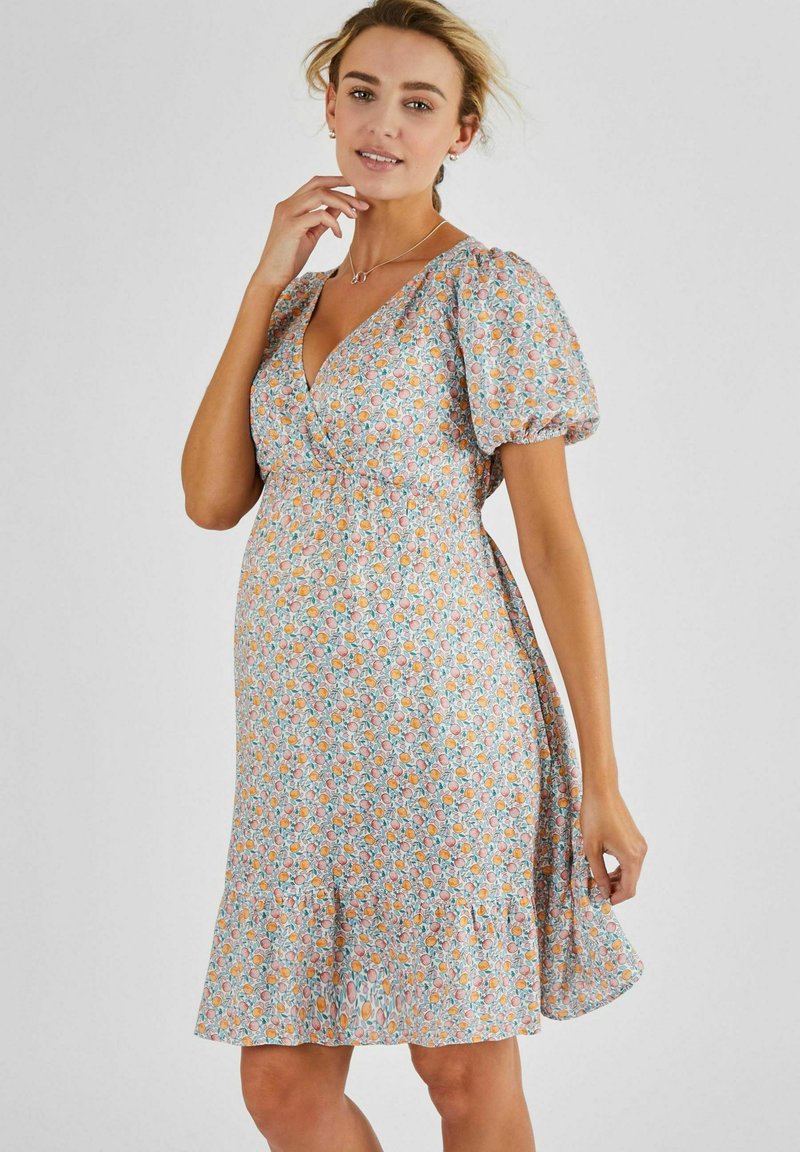 JoJo Maman Bébé FRUIT PRINT MATERNITY SMOCK - REGULAR FIT - Vapaa-ajan mekko - cream