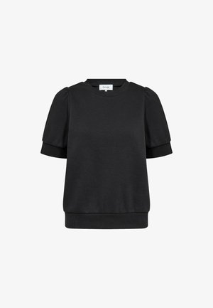 Felpa nera a maniche corte con maniche a sbuffo, polsini e orlo a costine, scollo tondo e etichetta del marchio Levate all'interno del colletto.