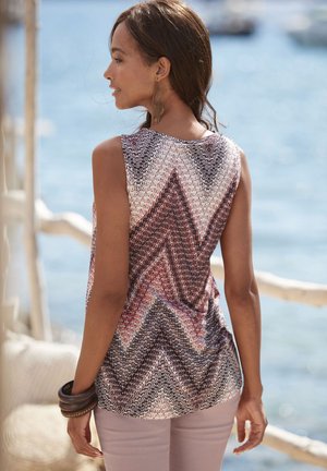 Bluse - sand  bordeaux bedruckt