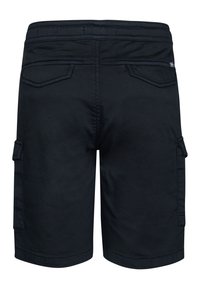 Sorte cargo shorts lavet af en blanding af bomuldsstof, med flere lommer, en tætsiddende talje og en lige pasform med let opkrøllede detaljer ved sømmen.