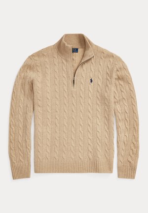 Polo Ralph Lauren, CABLE-KNIT QUARTER-ZIP SWEATER - Svetrík - camel melange