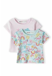 MINOTI - 2 PACK  - T-shirts print - teal light pink Miniaturebillede 1