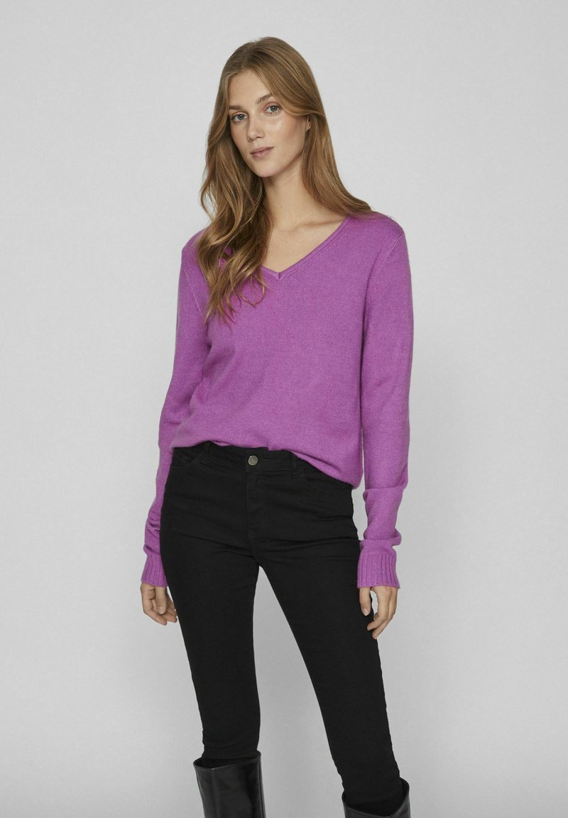 VILA VIRIL V-NECK NOOS - Jersey de punto - cattleya orchid