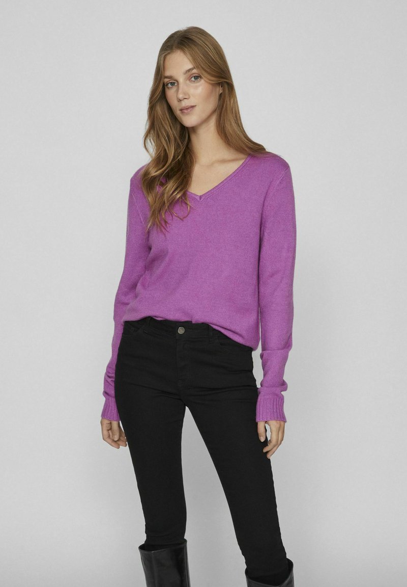 VILA - VIRIL V-NECK - Svetr - cattleya orchid, Zvětšit