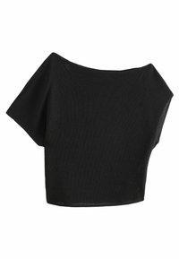 DRAPED SLASH NECK SLOUCH  - Jednoduché tričko - black