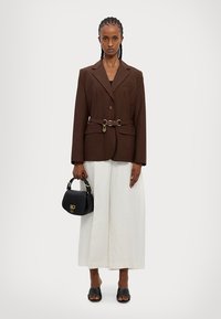 Lauren Ralph Lauren GLEN PLAID BELTED WOOL BLEND BLAZER - Blazer - burgundy multi