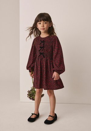 Next, BOW DETAIL LONG SLEEVE DRESS - Freizeitkleid - red and black heart