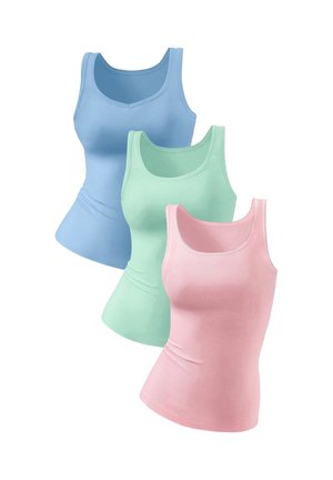 LASCANA, 3 PACK - Unterhemd/-shirt - blau  rosé  mint
