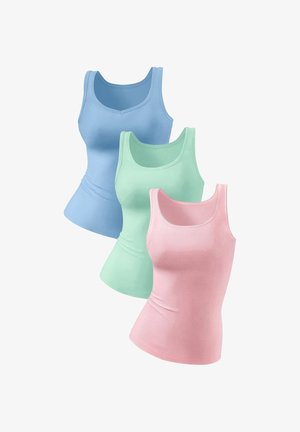LASCANA, 3 PACK - Unterhemd/-shirt - blau rosé mint