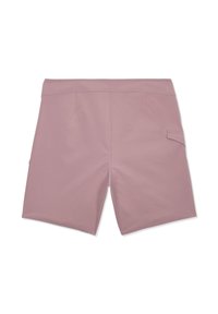 Maillot de bain mauve avec une poche arrière du côté droit, ceinture plate et longueur mi-cuisse.