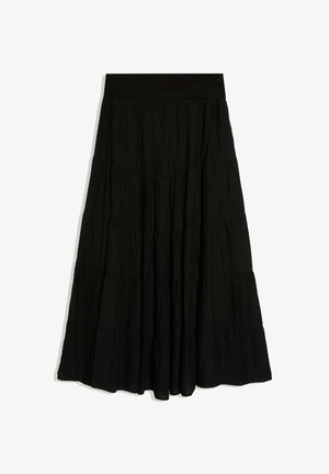 Bershka, FOLD-OVER WAIST - MIDI SKIRT 01701335 - A-Linien-Rock - black