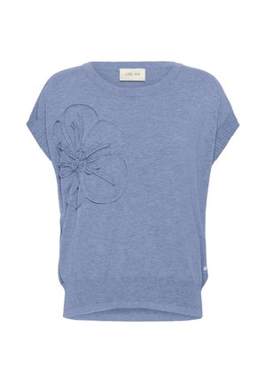 Cream, CRDELA KNIT SLIPOVER W DECO - T-shirt imprimé - stonewash melange