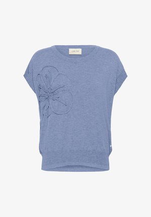 Cream, CRDELA KNIT SLIPOVER W DECO - T-shirt imprimé - stonewash melange