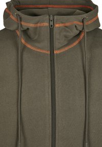Urban Classics CONTRAST FLATLOCK STITCHED  - Felpa con zip - olive/rustred