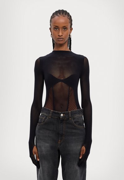 GCDS SEAMLESS LONG SLEEVES BODY - Top s dlouhým rukávem - nero