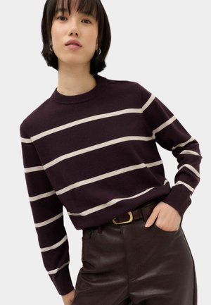 Marks & Spencer, AIR-YARN STRIPED CREW NECK JUMPER. - Strickpullover - dark aubergine