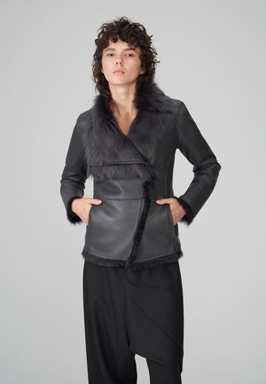 Leren jas - anthracite