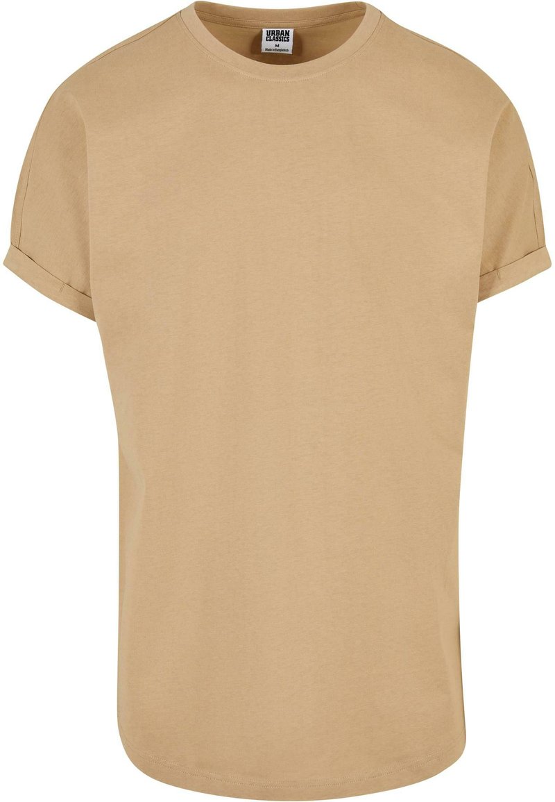 Urban Classics Men's Long Fit T-Shirt - 100% Cotton Basic Tee, Oversized Shoulder, Rolled Sleeve Hem